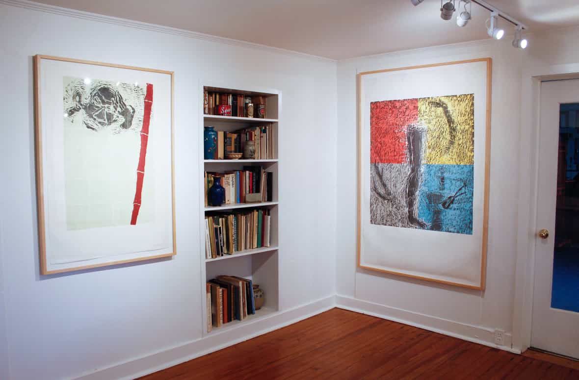 Gallery view of framed prints Red Bamboo and Blue Violin by Susan Rothenberg.