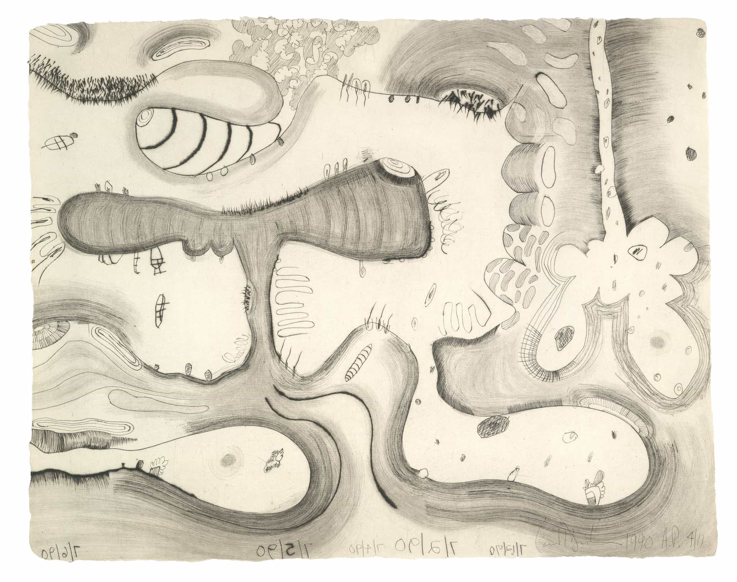 Carroll Dunham, At The Edge, 1990