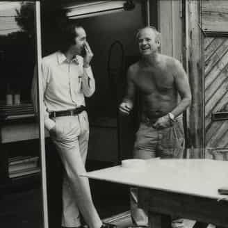 James Rosenquist sharing a laugh with Bill Goldston at Skidmore Place.