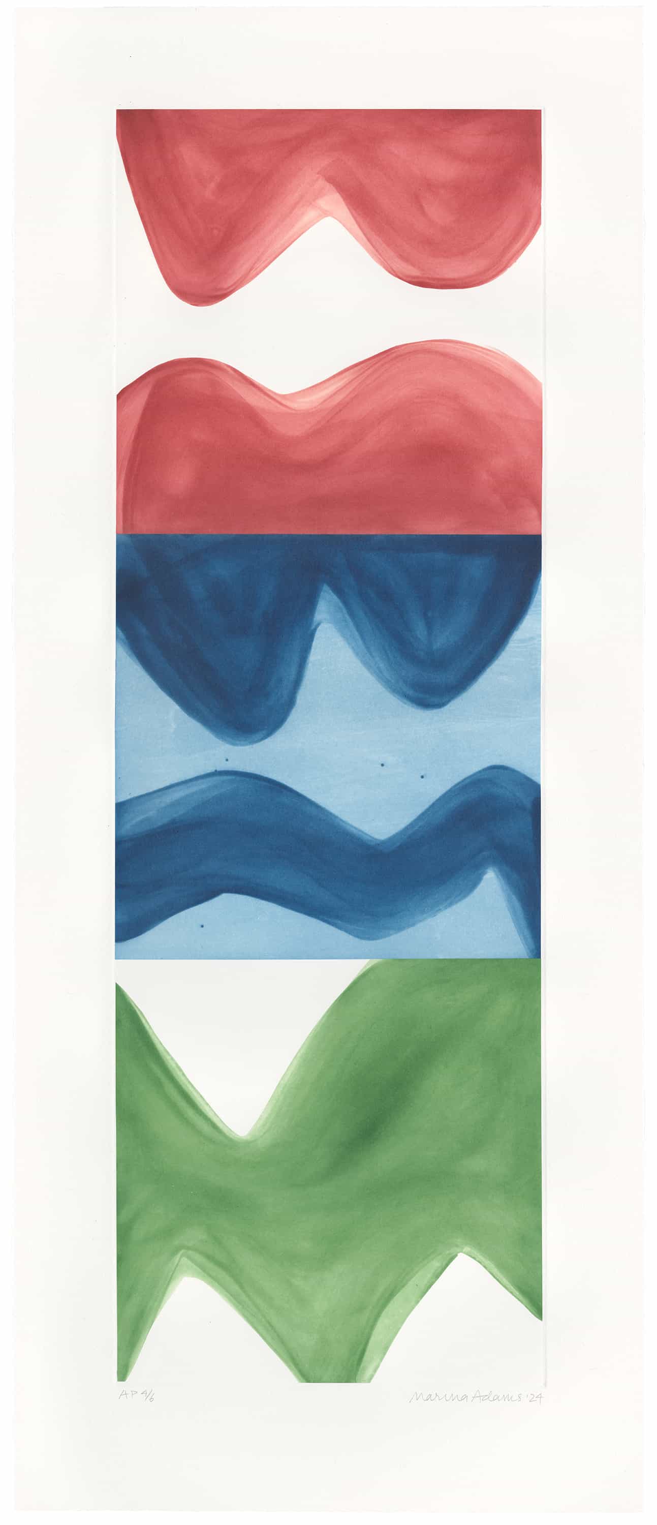 Marina Adams, NY Series (Etchings) Carmine Red, Prussian, and Sap Green, 2024